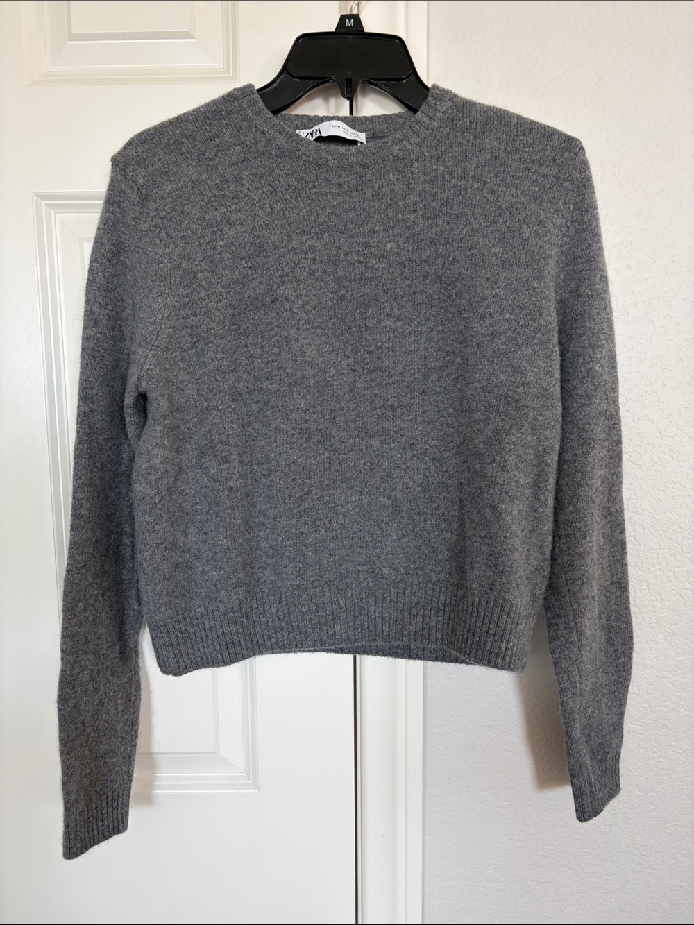 Zara Gray Crewneck Women's Wool Sweater